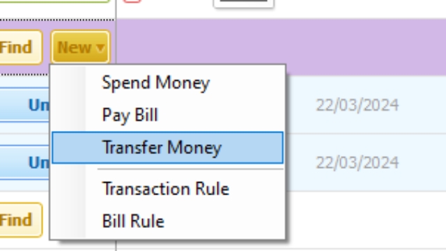 <p>Transferring money from Cheques A/C to Warchest A/C(7738)</p>