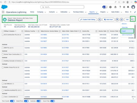 <p><strong>Download the Debtors Report from Salesforce</strong></p><p></p><p>Open the <strong>Debtors Report</strong> in Salesforce (SF).</p><ul><li><p>Click the <strong>arrow down beside Edit</strong></p></li><li><p>Select <strong>Export</strong>.</p></li></ul><p>The extracted file will automatically be saved to <strong>Downloads</strong> folder.</p><p></p>