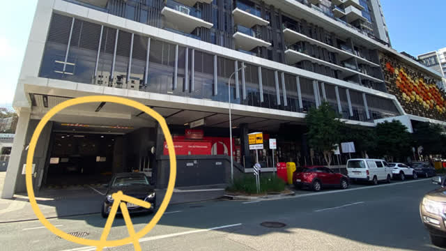 <p>Parking entrance is next to Australia Post. Drive up and use your fob/access card to tap at the smaller sensor for access.</p>