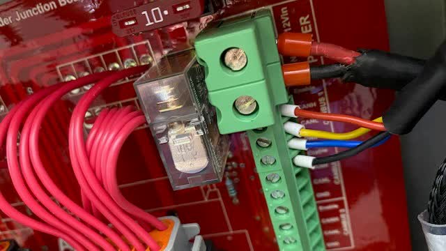 <p>Connect CAN2 wires in this postion and POWER wires in this postion on the main circuit board. Do not over tighten the clamps.</p>