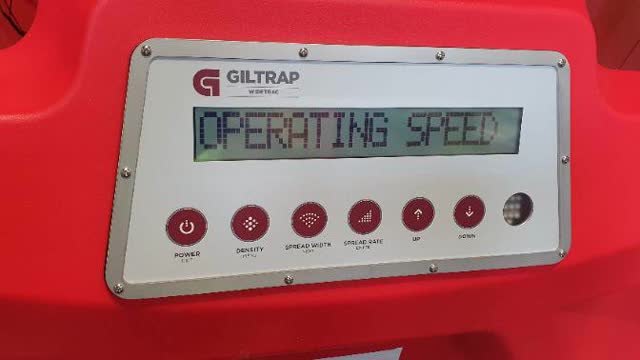 <p>Press the "Spread Rate" button to enter the Belt Calibration menu</p>