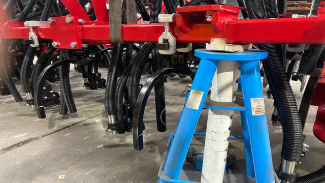 <p>Sling back of frame and lift up and place stand underneath for safety if fall. Lower crane to take off some slackness from sling.</p>