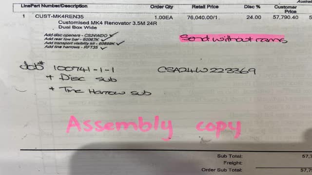 <p>Check the job number and sales order and check options needed and correct serial number.</p>