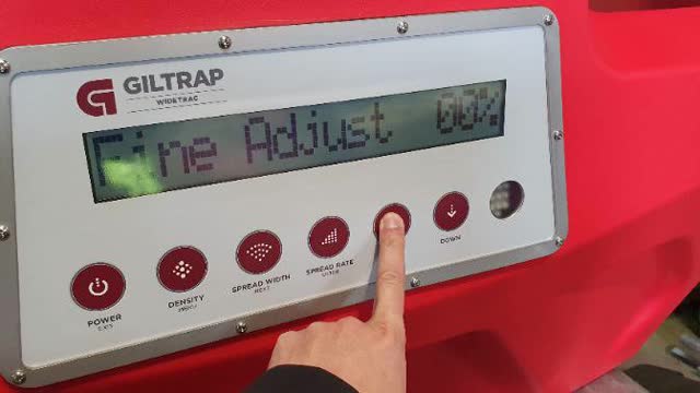 <p>While in the standby screen, press and hold the up arrow button until "Fine Adjust" is shown</p>
