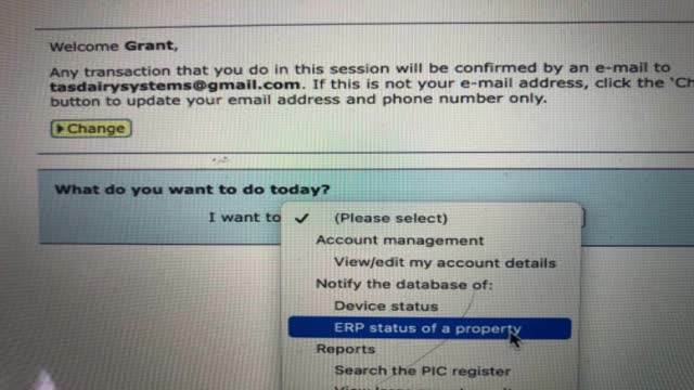 <p>Log in and select ERP status of a property</p>
