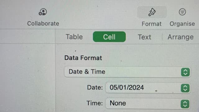 <p>If the date isn’t showing in right format you need to highlight the cell. Then choose format top right, cell and set to the correct format plus none for time.</p>