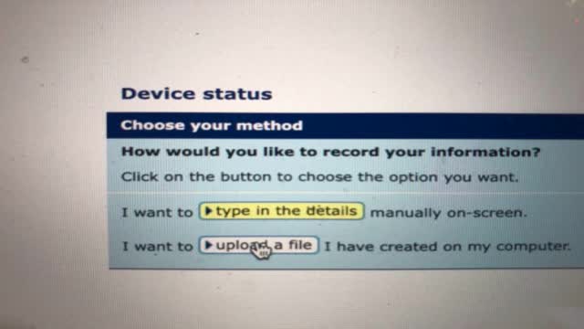 <p>Select I want to upload a file</p>