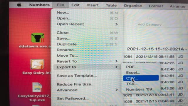 <p>Now under file select export to and CSV</p>