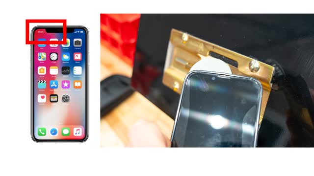 <p>For Apple Iphone, Hold the top left of your screen and cover the bottom halve of the antenna circle on the lock.</p>
<p>If you receive Wrong Code/Tag Connection Lost remove your phone from the lock Tap 'Open with NFC' and then locate phone as shown and HOLD phone still.</p>