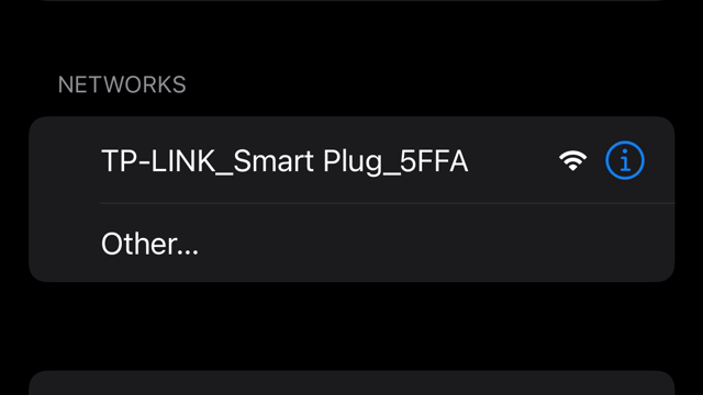 <p>Connect to the smart plug's Wi-Fi network via the phone's settings. It should be something similar to "TP-LINK_Smart Plug_XXXX".</p>
<p>Note: Once connected to the device the Wi-Fi page will inform you that aren't connect to a network. This is expected functionality.</p>