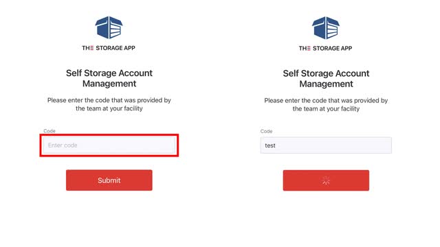 <p>Abra la aplicación Storage e ingrese el proveedor del código correspondiente a su instalación.</p>
<p>El código debería haberse recibido en el mensaje de texto o correo electrónico de bienvenida de la instalación donde alquiló.</p>