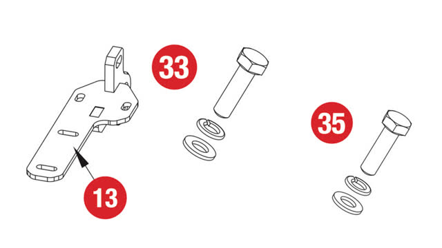 <p>The next step requires the following supplied parts:
Item 13:</p>
<ul>
<li>Recovery point - RHS
Item 33:</li>
<li>Hex Head Bolt M12</li>
<li>Spring Washer M12</li>
<li>Flat Washer M12
Item 35:</li>
<li>Hex Head Bolt M10</li>
<li>Spring Washer M10</li>
<li>Flat Washer M10</li>
</ul>