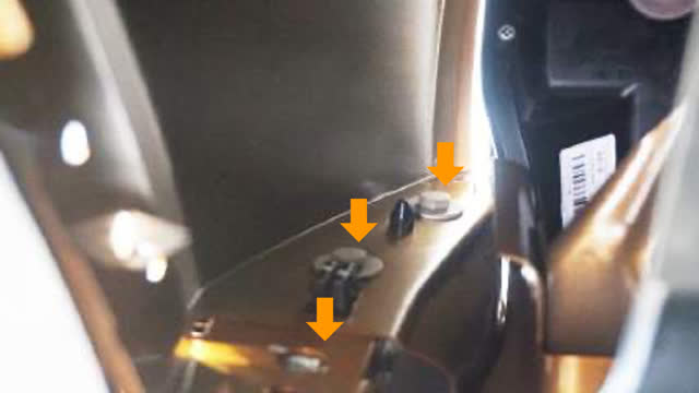 <p>Under the inner guard, remove the three (3) bolts and place aside for
later use.</p>
<p>Repeat procedure on opposite side.</p>