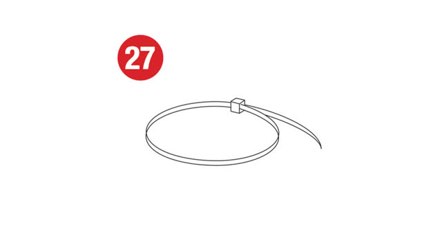 <p>The next step requires the following supplied parts:
Item 27:</p>
<ul>
<li>Zip ties</li>
</ul>
