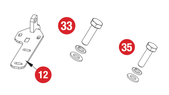 <p>The next step requires the following supplied parts:
Item 12:</p>
<ul>
<li>Recovery point - LHS
Item 33:</li>
<li>Hex Head Bolt M12</li>
<li>Spring Washer M12</li>
<li>Flat Washer M12
Item 35:</li>
<li>Hex Head Bolt M10</li>
<li>Spring Washer M10</li>
<li>Flat Washer M10</li>
</ul>
