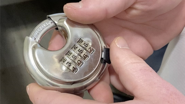 <p>When you pull up to your unit, this lock will be on there.</p>
