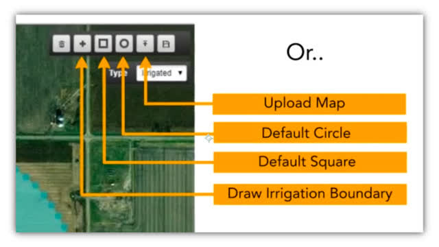 <p>Configure the irrigated area if it’s not correct by using the tabs top right.
This can be done via a variety of means.</p>