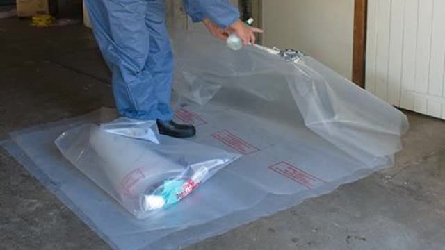 <h4>Keep dust down</h4>
<p>Use plastic sheets to cover your work area to help stop the spread of dust. They will also make cleaning up easier.</p>