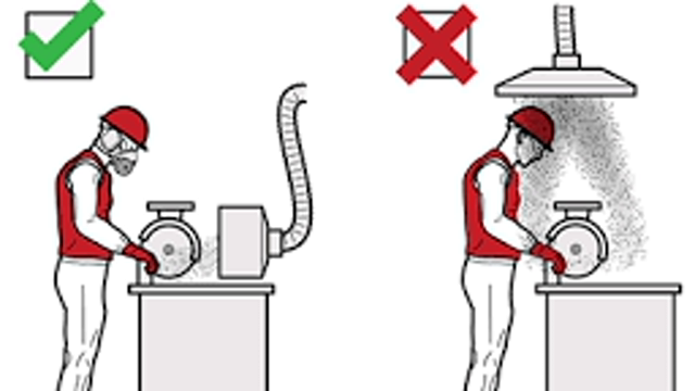 <h4>Local Exhaust Ventilation (1)</h4>
<ul>
<li>Only use tools and machinery that have been specifically designed for local exhaust ventilation attachments.</li>
<li>Install fixed, portable or flexible capturing hoods to capture dust at the point of generation. Best results are with tools designed with extraction build in.</li>
</ul>