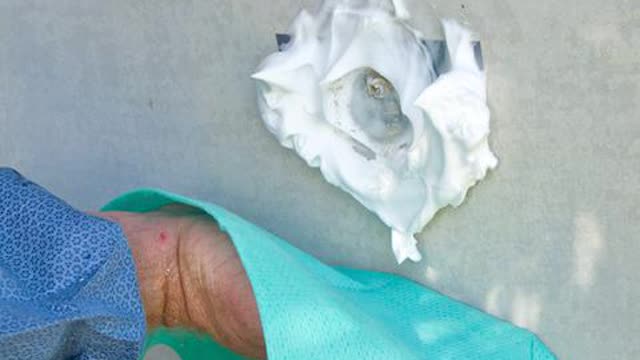 <p>Wet wipe the shaving foam once over.</p>