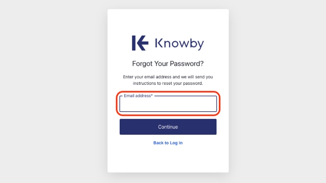 Enter your email address, then click **Continue**