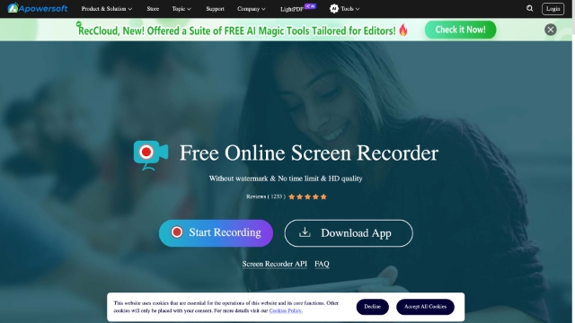 <h4><a href="https://www.apowersoft.com/free-online-screen-recorder">Apowersoft Free Online Screen Recorder</a></h4>
<p>Apowersoft is a web-based screen recorder, so you don’t have to download it. By just visiting their website, you can record your screen for however long you want, pick a certain part of your screen to record, insert your webcam into your screen to talk about what exactly you’re doing, capture video and audio at the same time, and make annotations while recording.</p>