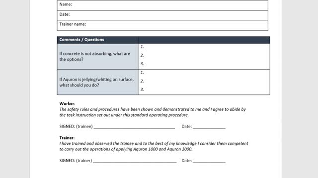 <p><strong>COMPETENCY ASSESSMENT</strong></p>
<p>As a trainer when you are confident the person is fully competent, then confirm this in the section below. If the worker is NOT YET COMPETENT, review the missed items and repeat the assessment (can be at a later date) until confident the worker is competent to carry out the task</p>
