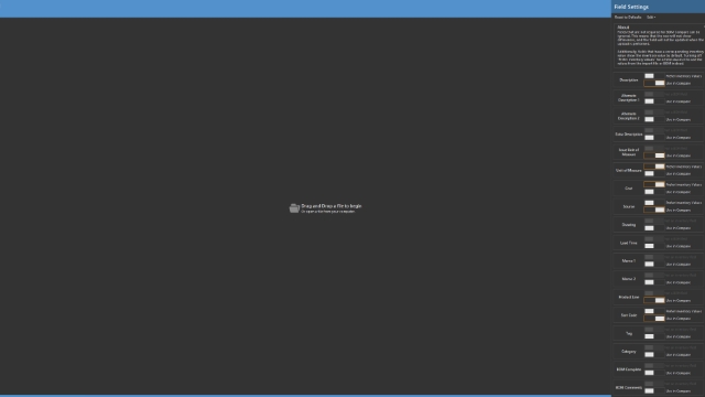 <p>Configure the advanced settings next.Make sure these are "used" and have the right box in white. Description, Issues Unit of Measure, Source, Product line, Sort code.</p>
<p>press ctrl and "scroll" on your mouse to zoom in on this photo</p>