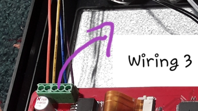 <p>Get one internal connector cable and select these colours: Wiring 3: Purple, Blue, Black, Yellow, Orange. For others colours bend and secure with tape.</p>