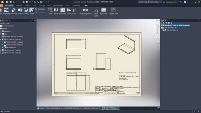 <p>Details</p>
<p>Add your flat pattern/ bend spec/ dimensions/ check that mass is shown/ and that all views are clear.</p>
<p>Add a Part list to all Assemblies.</p>