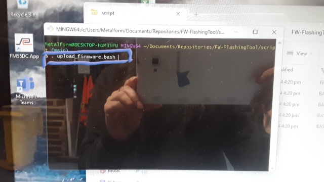 <p>This will open a terminal window. Type ". upload_firmware.bash" and press Enter.</p>
