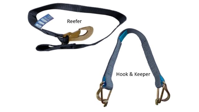 <blockquote>
<p><strong>Container Door Safety Strap (2 styles)</strong></p>
</blockquote>
<ol>
<li>Hooker & Keeper strap suitable for standard container doors.</li>
<li>Reefer strap suitable for refrigerated container doors.</li>
</ol>