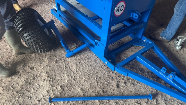 <p>Remove packaging and lay out the wheels and axel</p>