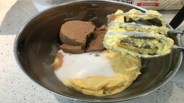 <p>Beat butter, granulated sugar, brown sugar and vanilla extract in large mixer bowl until creamy.</p>
<p>Cooks tip. The butter needs to be soft but not melted. It won’t cream together properly and your cookies will spread.</p>