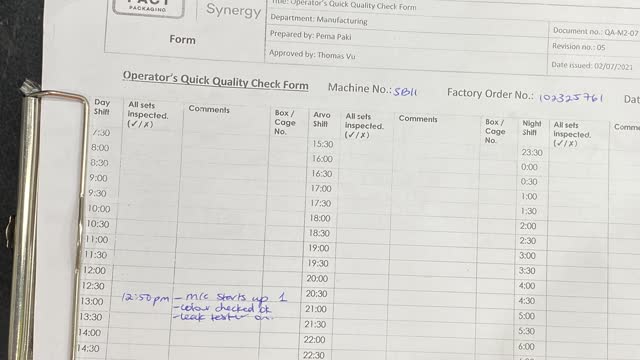 <p>Record issues with the Operator’s Quick Quality Check Form.</p>
