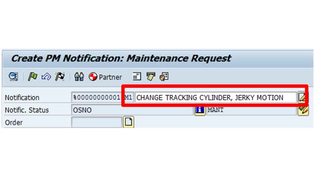 <p>When the work Notification screen appears, need to enter the Short Description.</p>
<blockquote>
<p><strong>USE ALL CAPITAL LETTERS FOR ALL TEXT FIELD ENTRIES!</strong></p>
</blockquote>
<p>Examples of descriptions are provided in the next step.</p>