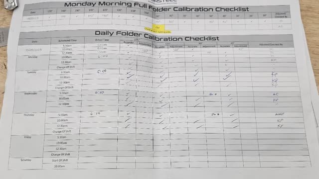 <p>Record angles on Calibration checklist.</p>