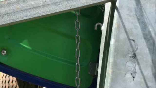 <p>Make sure that the dog chain is unhooked off its hook</p>