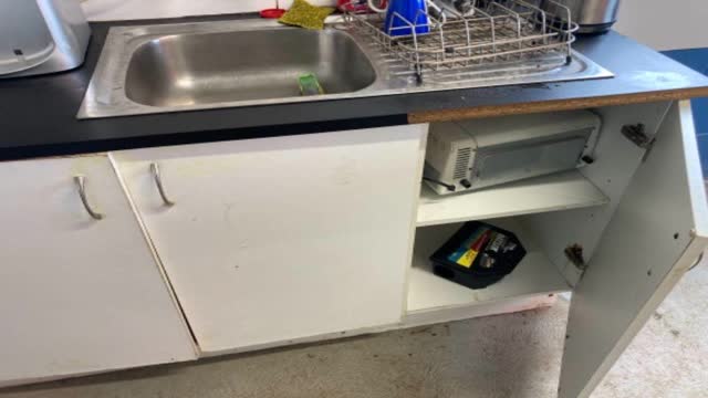 <p>Take the tomcat back to the shelf at boot room and check the last rat bait station in the bottom shelf of the cupboard in lunchroom under sink</p>