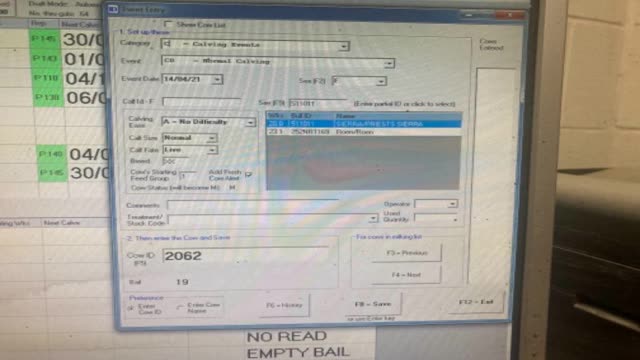 <p>Press ‘C’ on keypad and make sure the highlighted part now says C=calving events</p>
