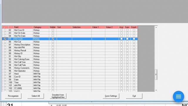 <p>Scroll down until you find Hist Code and tick the tick box</p>