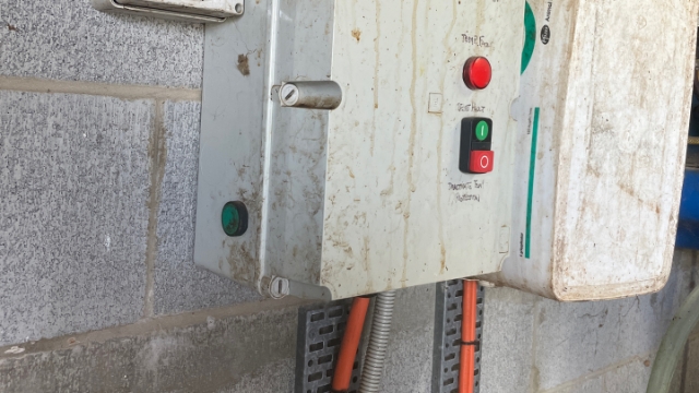 <p>Press start on the side of wash down pump control box</p>
