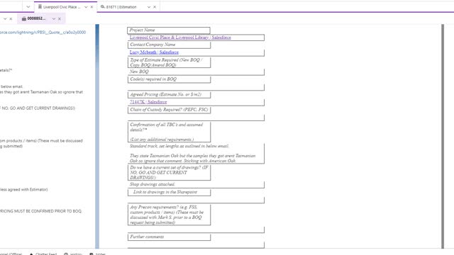 <p>Accept the BOQ request from the Case Queue - BOQs &amp; open the request. Ensure all necessary details are filled out &amp; notify the rep if any further details are required.</p>

