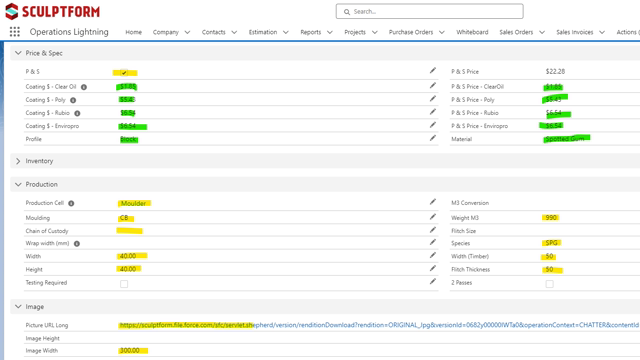 <p>P&S fields can be ignored unless it is an item we are adding to P&S, in this case tick it and the green highlighted filled in. Otherwise make sure it's unticked. Production cell can only be filled in by Ops, fill in anything else you can and ask Trevor or Kendall to add in production cell.</p>