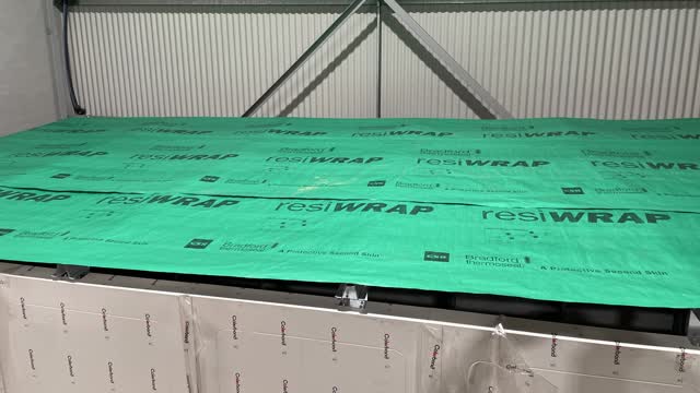 <p>Install socking on roof and tape down.</p>
