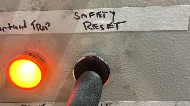 <p>Press the black Safety Reset button.</p>