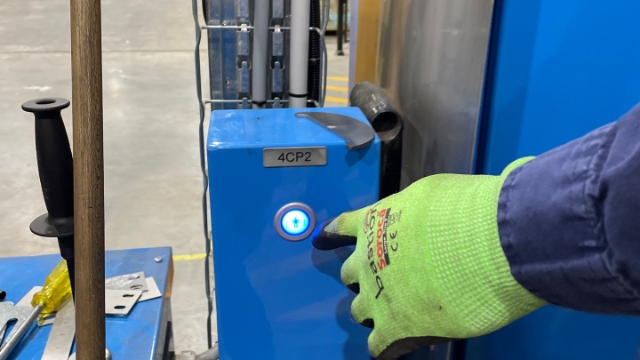 <p>Press the Blue safety reset button next to the console of the machine.</p>
