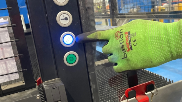 <p>Press the Blue safety reset button on the door of the machine.</p>
