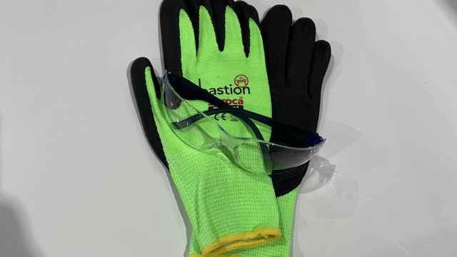 <p>Personal Protective Equipment (PPE). Gloves and Safety Glasses. If you don’t already have a pair of gloves or safety glasses, please see the store person.</p>