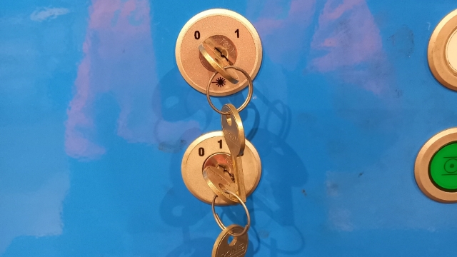 <p>Turn both keys Off.</p>